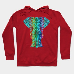 Rainbow Blue Elephant On Red V.2 Hoodie